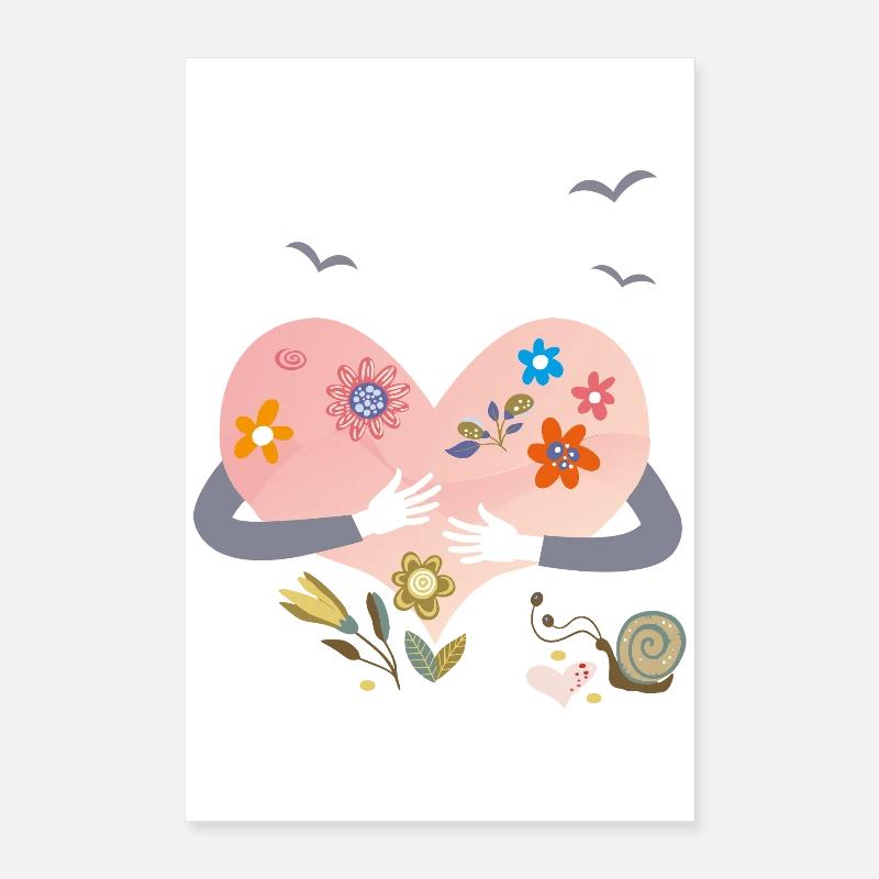 Herz mit Blumen Poster 40x60 cm