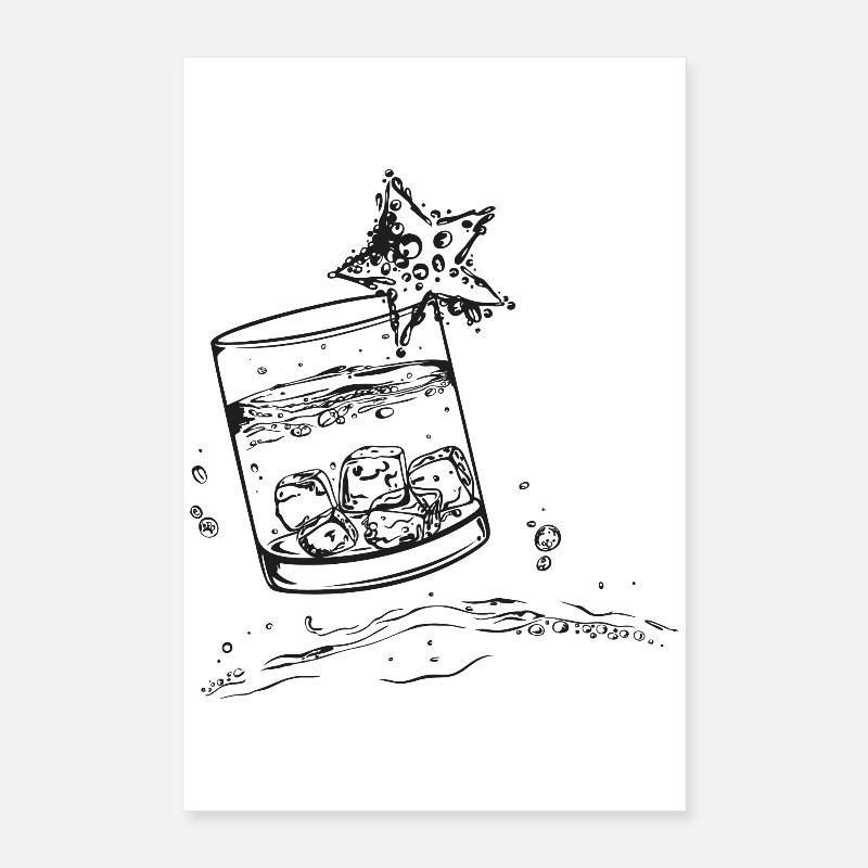 Drink Wasser Schnaps Eiswürfel Party Poster 40x60 cm