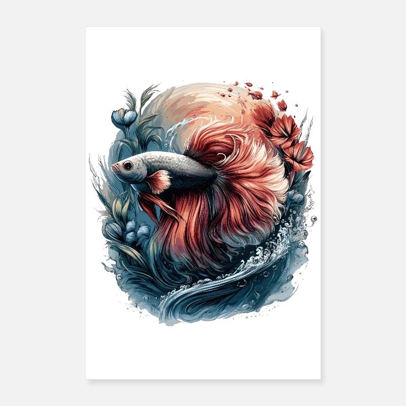 Betta Splendens, Kampffisch Aquarium, Bettafan Poster 40x60 cm