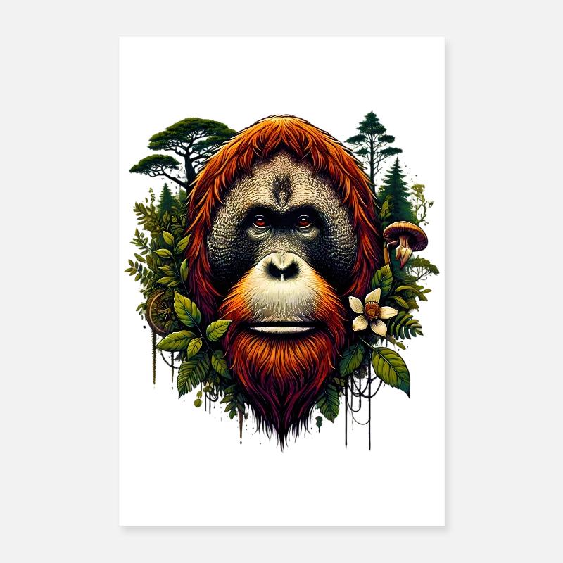 Orangutan Monkey Orangutan Poster 16" x 24" (40x60 cm)