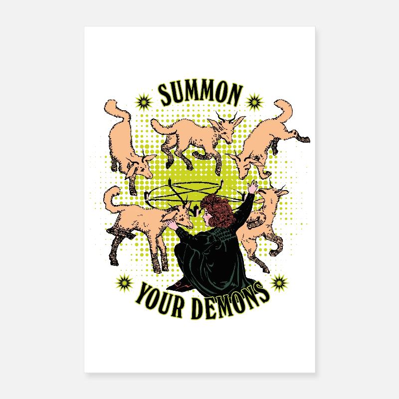 Invocation de démons de style rétro Poster 40 x 60 cm