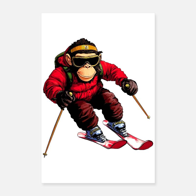 Ski Affe Poster 40x60 cm