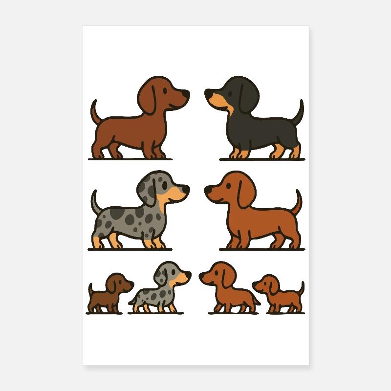 Pack d’illustration du quatuor teckel Poster 40 x 60 cm