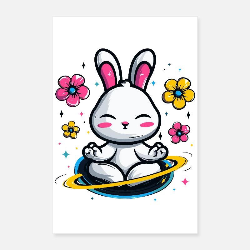 Mondbunny im Blütenkreis Poster 40x60 cm