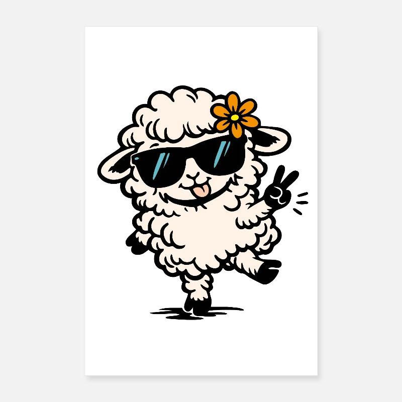 Mouton dansant – Illustration drôle avec style Poster 40 x 60 cm