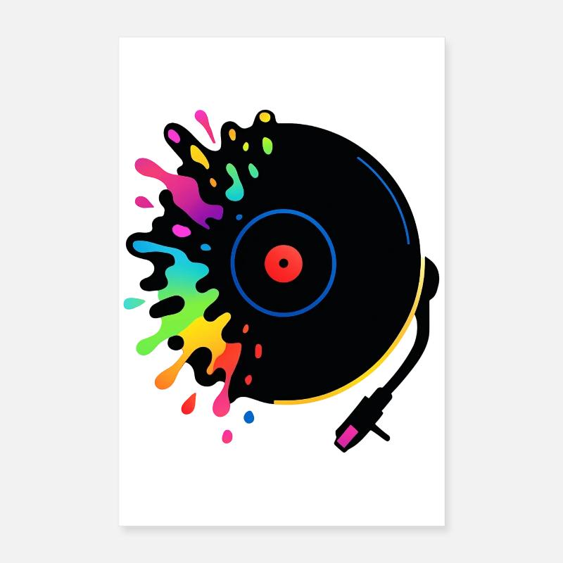 Platine Vinyle colorée pop Poster 40 x 60 cm