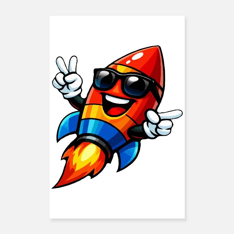 Fröhliche Rocket mit Sonnenbrille Poster 40x60 cm