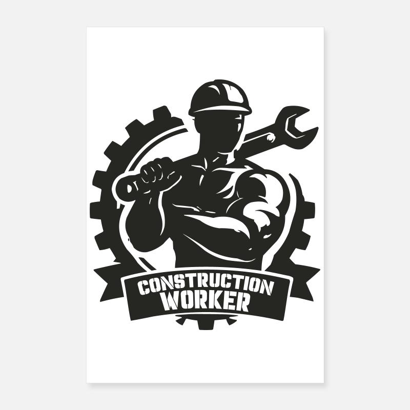 Motif de centrale électrique ouvrier du bâtiment Poster 40 x 60 cm