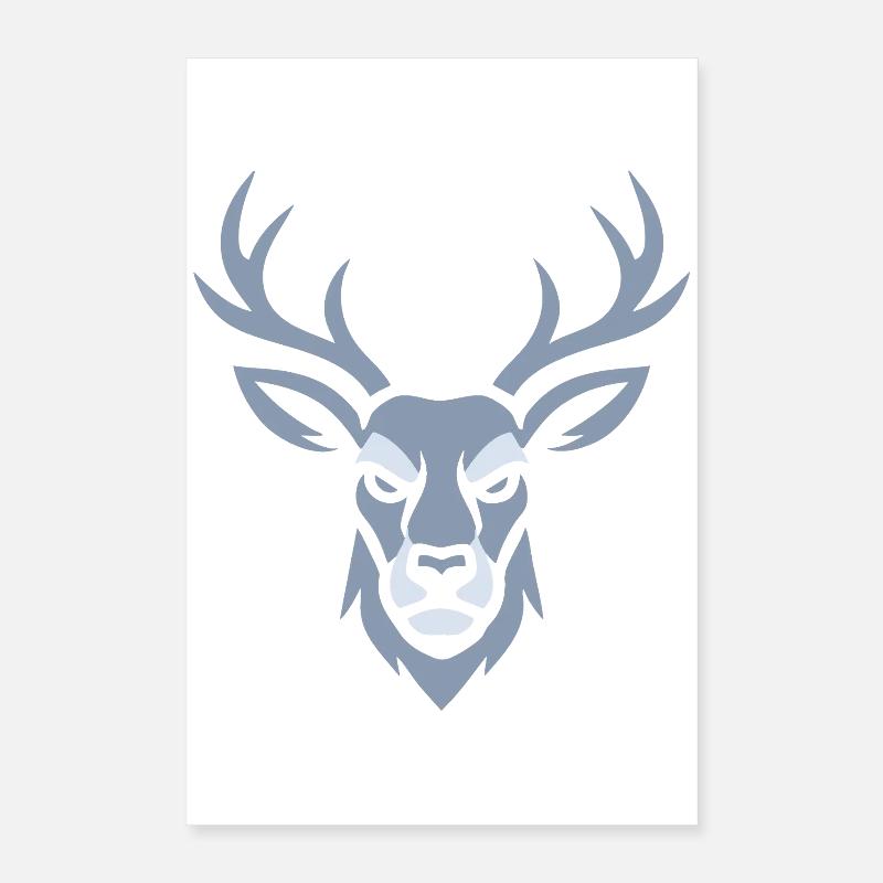 Blue Deer Head Poster 16" x 24" (40x60 cm)