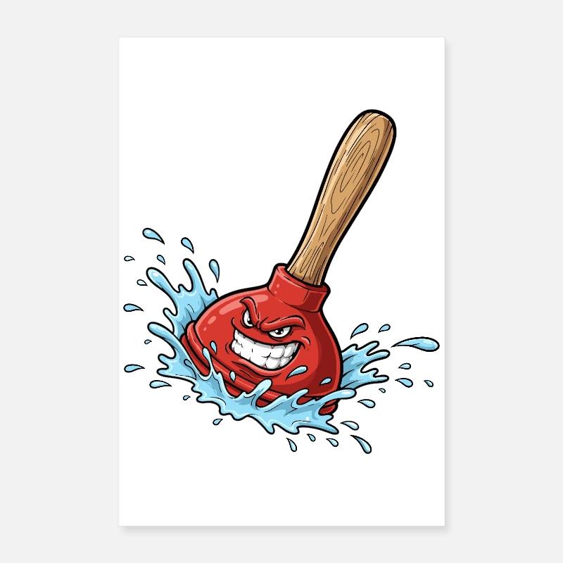 Ventouse rouge avec éclaboussure d’eau Poster 40 x 60 cm