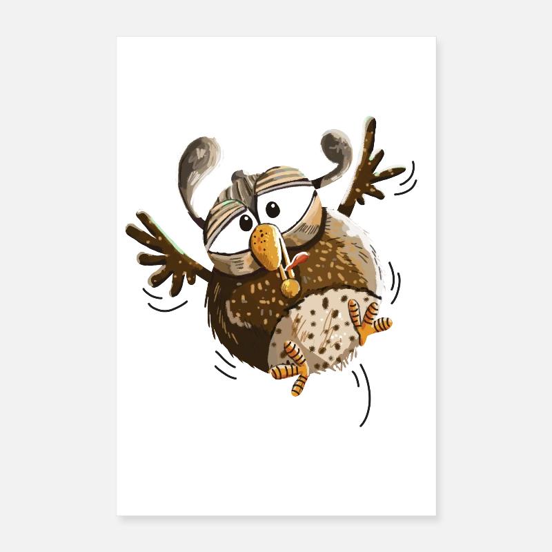 Flatternde Eule im Tiefflug - Eulen - Lustig Poster 40x60 cm