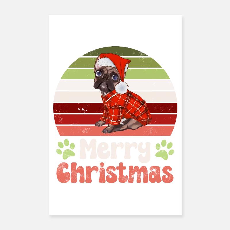 Hund Mops Möpse Weihnachten Poster 40x60 cm