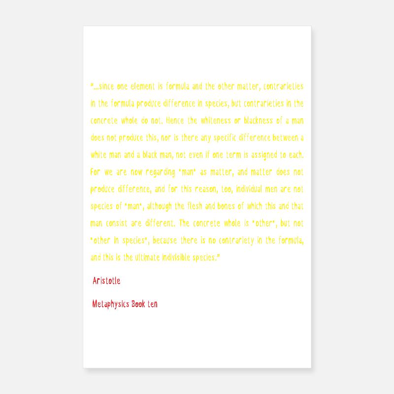 Aristotle Metaphysics Book ten Poster 16" x 24" (40x60 cm)