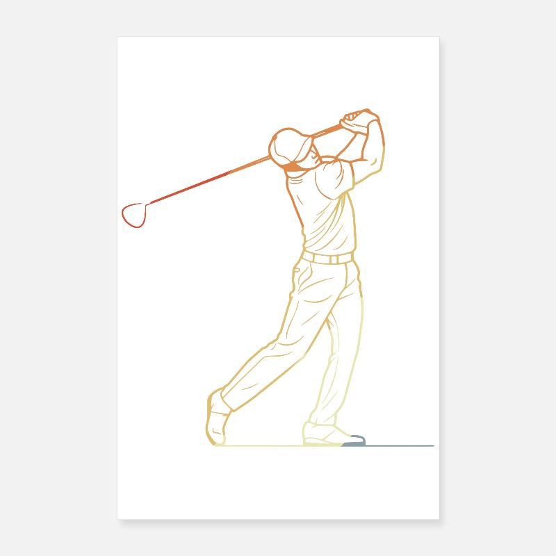 Golfer Line Art Poster 16" x 24" (40x60 cm)