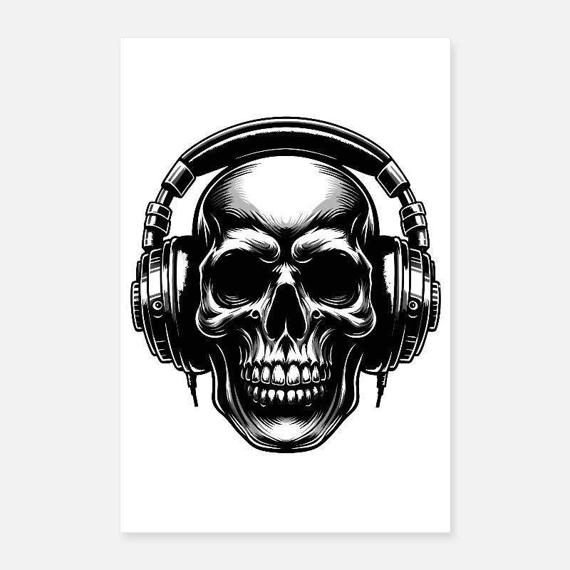 Skull mit Kopfhörern Blickfang Design Poster 40x60 cm