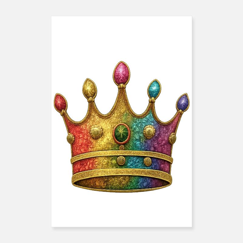 Lebendiges Regenbogen-Königskronen-Design Poster 40x60 cm