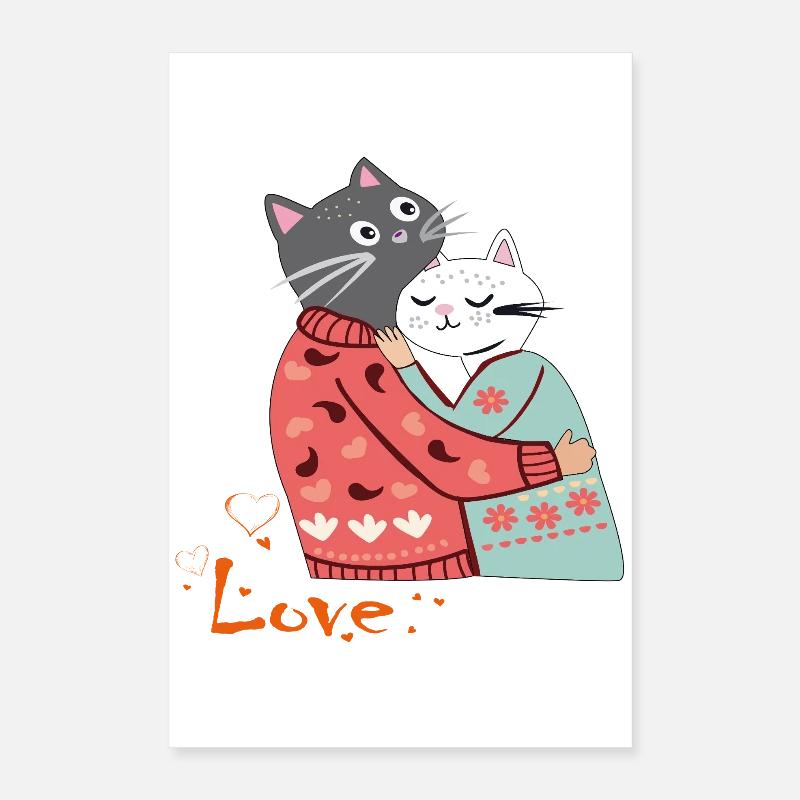 Chats amoureux Poster 40 x 60 cm