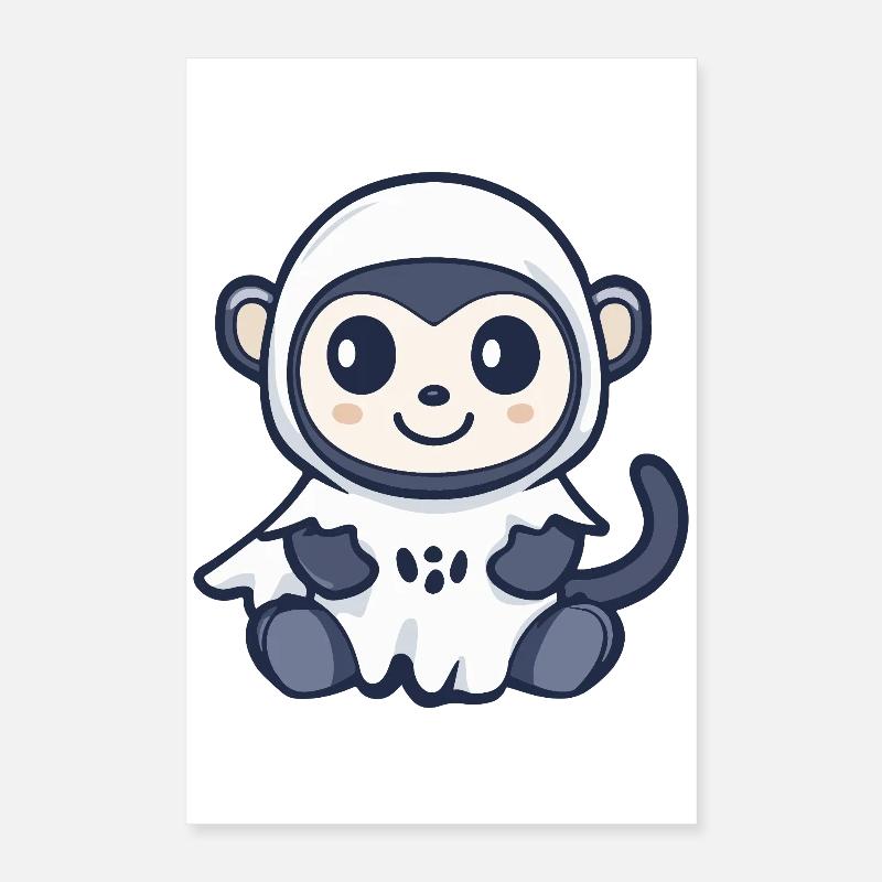 Monkey Halloween Ghost Poster 16" x 24" (40x60 cm)