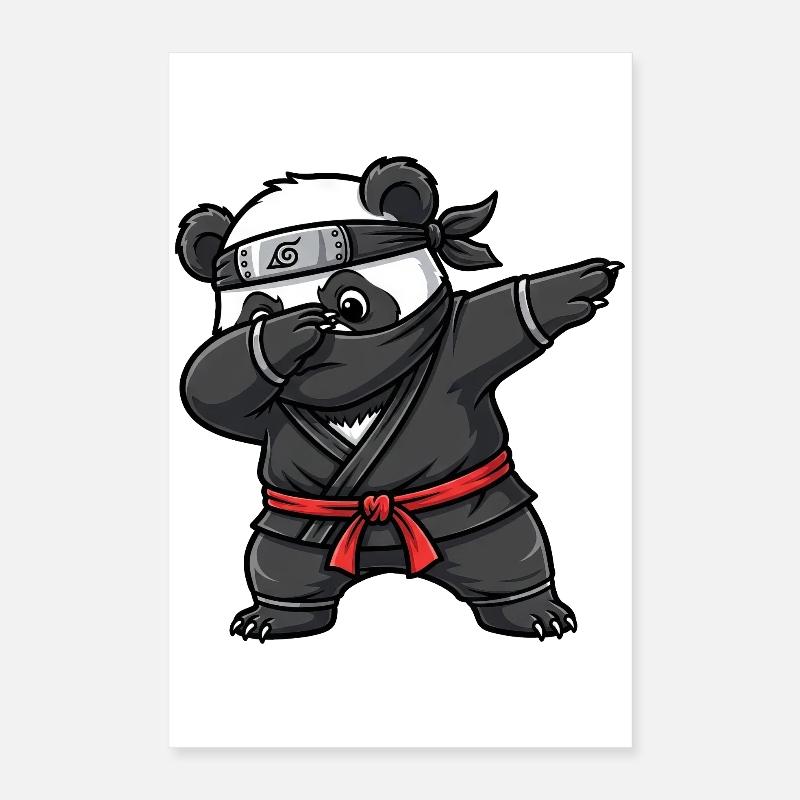 Ninja Panda Samurai Japan Tradition  Poster 40x60 cm