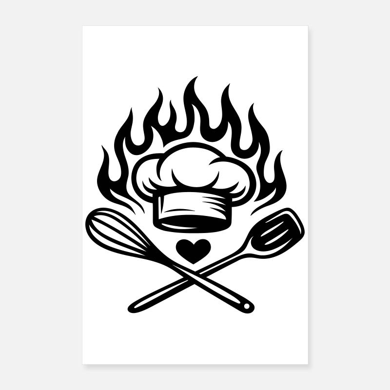 Cuisiner avec cœur et feu - Küchenliebe Poster 40 x 60 cm