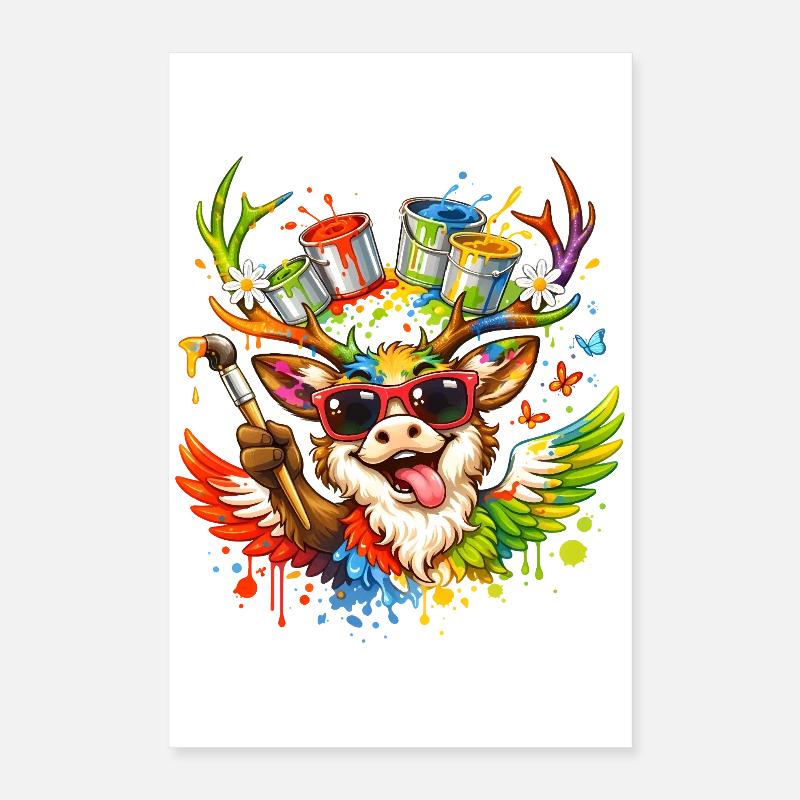 Creative Deer Art Illustration Poster 16" x 24" (40x60 cm)