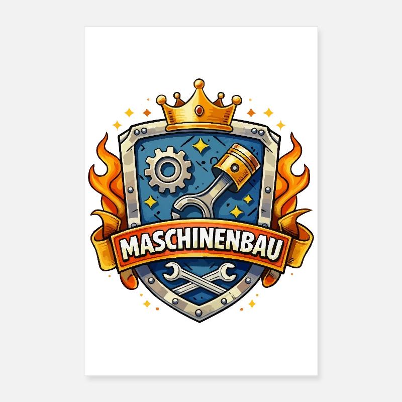 Mechanical Engineering King's Crown Shield Poster 16" x 24" (40x60 cm)