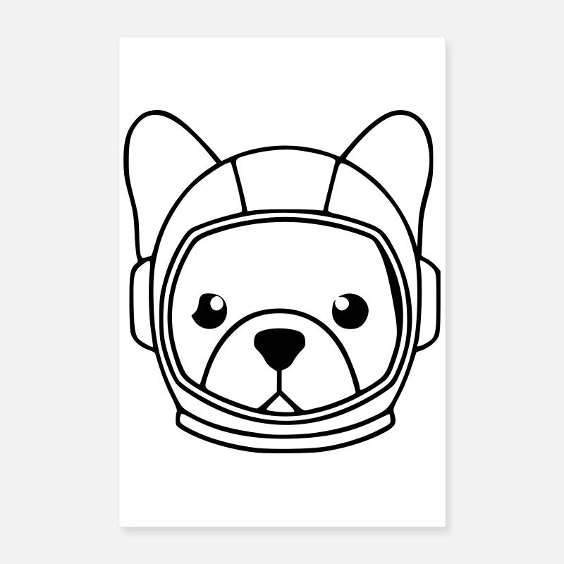 Frenchie Astronaut Helmet Outline Poster 16" x 24" (40x60 cm)