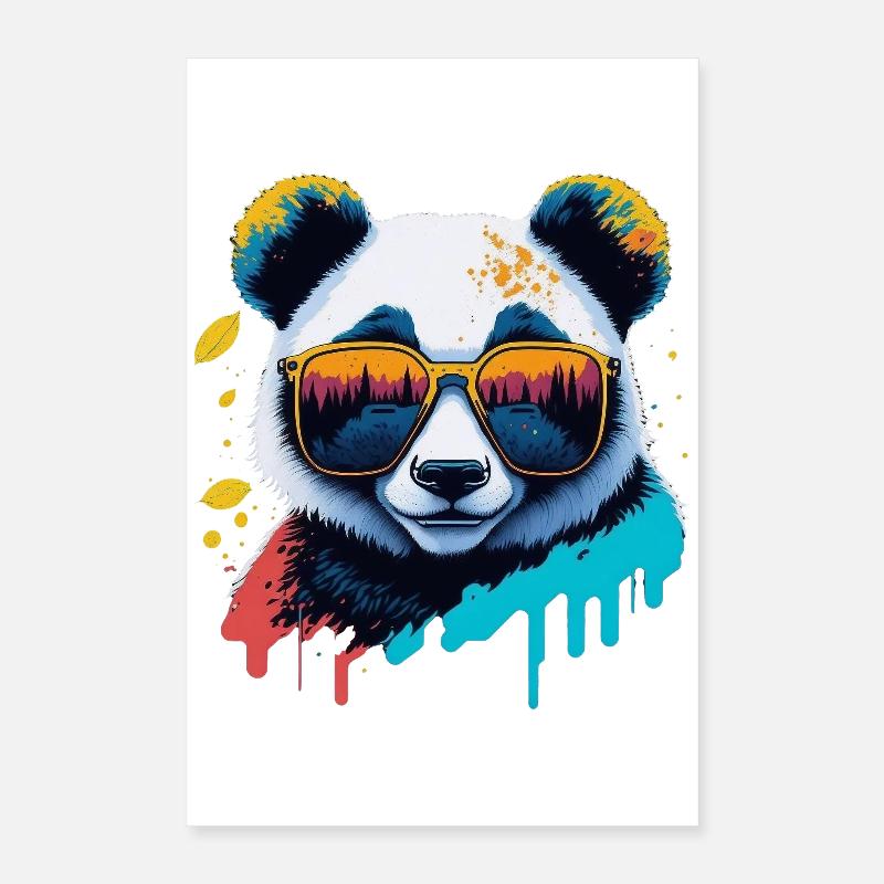 Panda Sunglasses Color Explosion Poster 16" x 24" (40x60 cm)