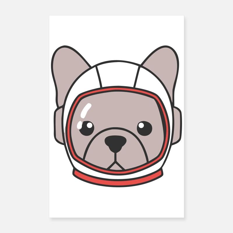 Frenchie Astronaut Helmet Space Poster 16" x 24" (40x60 cm)