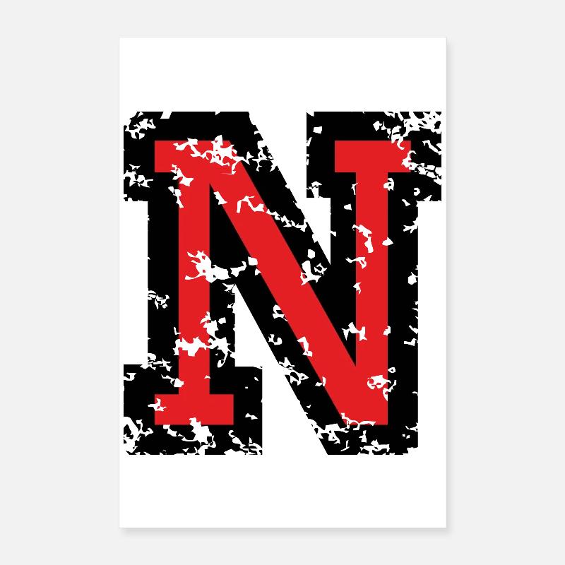 N (Vintage Rot) Buchstabe N Poster 40x60 cm