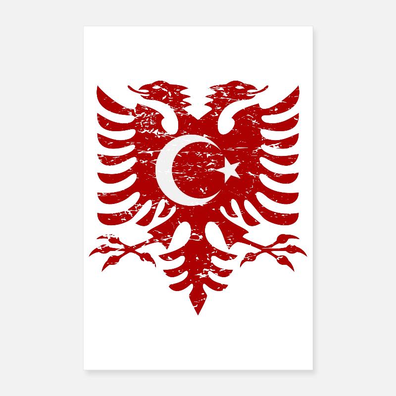 Albanie Turquie drapeau utilisé look Poster 40 x 60 cm