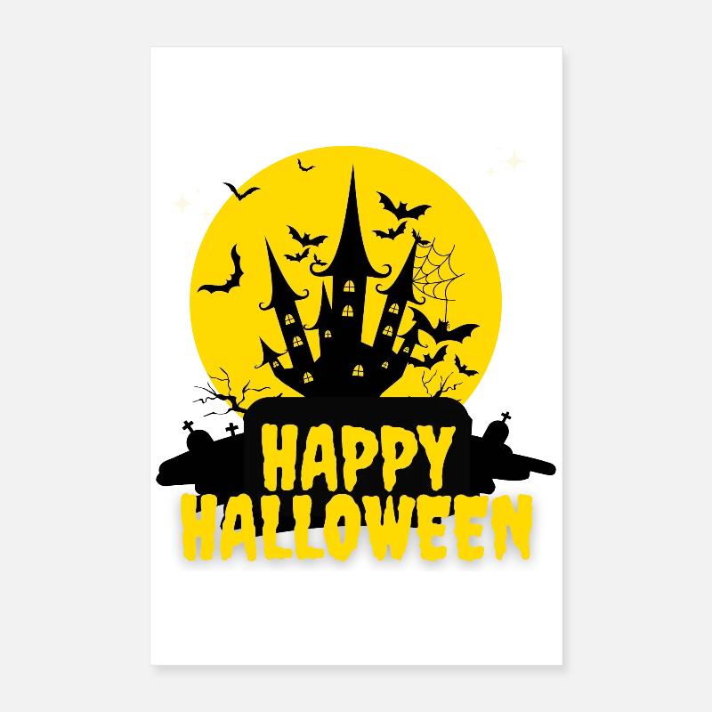 Château Halloween Silhouette Nuit Poster 40 x 60 cm
