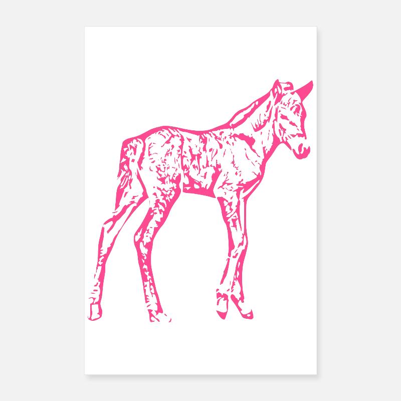 Cheval rose rose Poster 40 x 60 cm