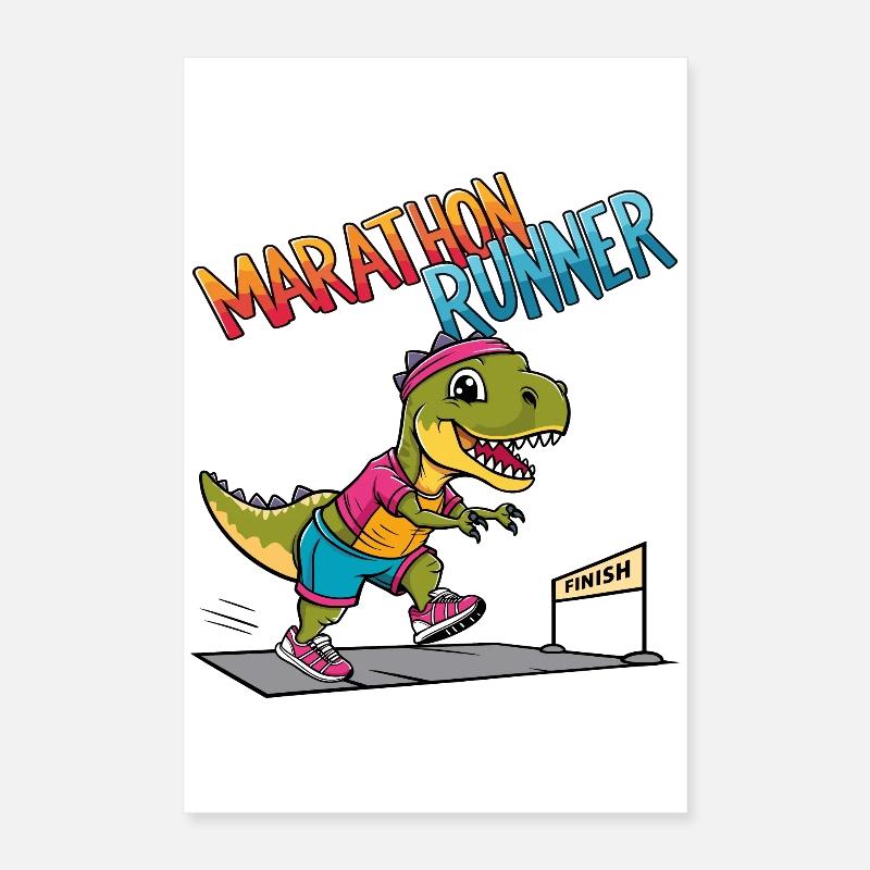 T-Rex Marathon Läufer Poster 40x60 cm