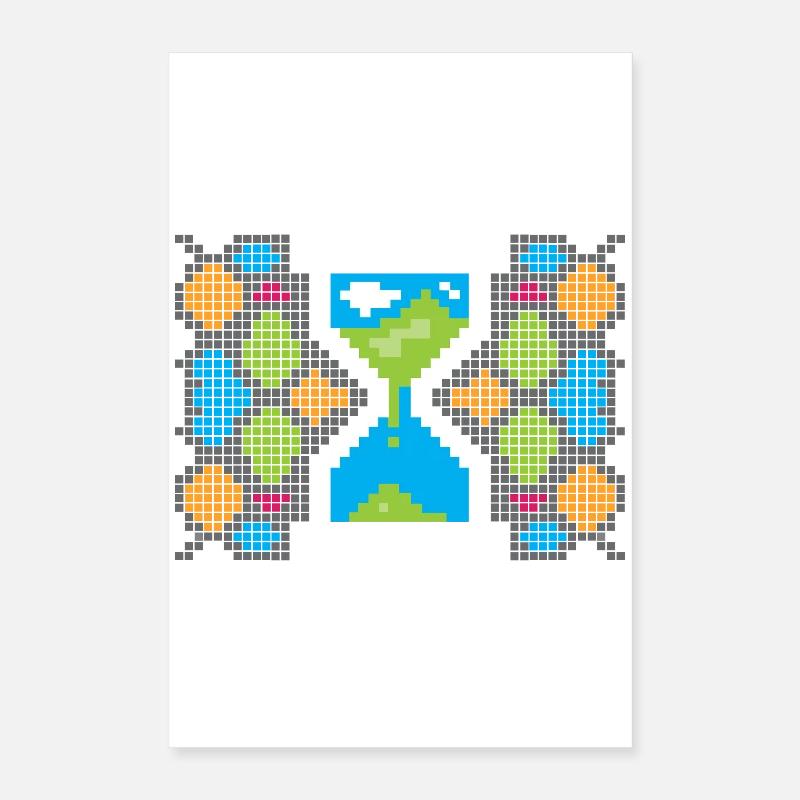 Pixel Gaming Loading – Don't Panic Hourglass Poster 16" x 24" (40x60 cm)