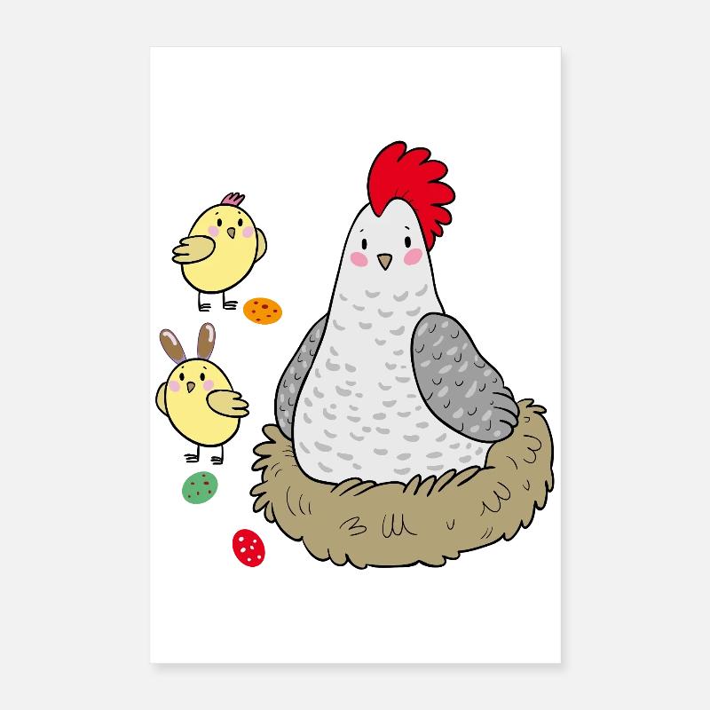 Poulet dans le nid Pâques Poster 40 x 60 cm