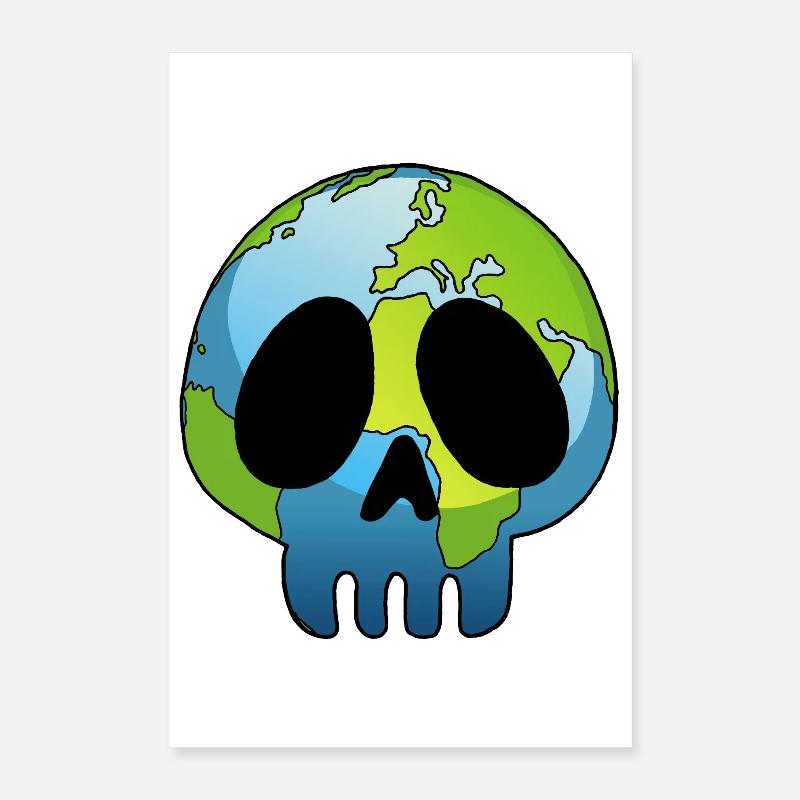 Schädel des Planeten Erde Poster 40x60 cm