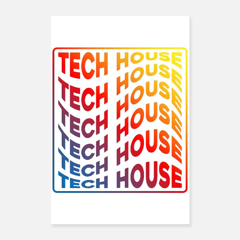Tech House Neon Gradient Repeats Poster 16" x 24" (40x60 cm)
