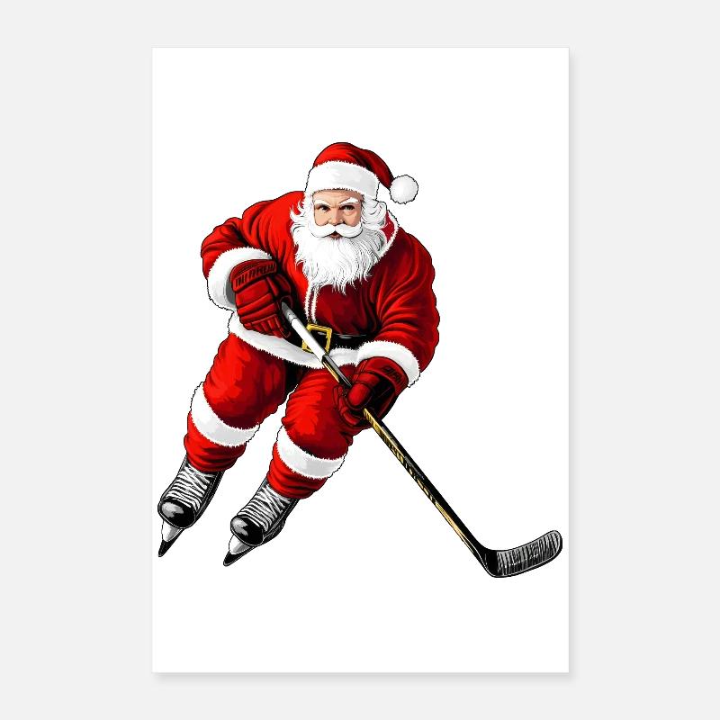 Weihnachten Eishockeyspieler Poster 16" x 24" (40x60 cm)