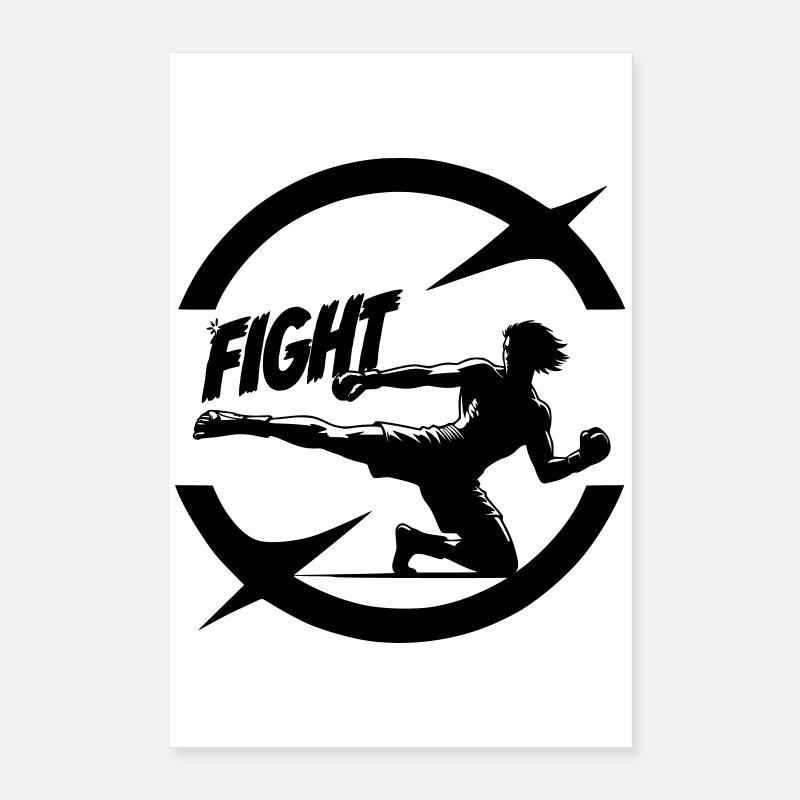 Cooles Kickboxer Emblem mit Fight Text Poster 40x60 cm