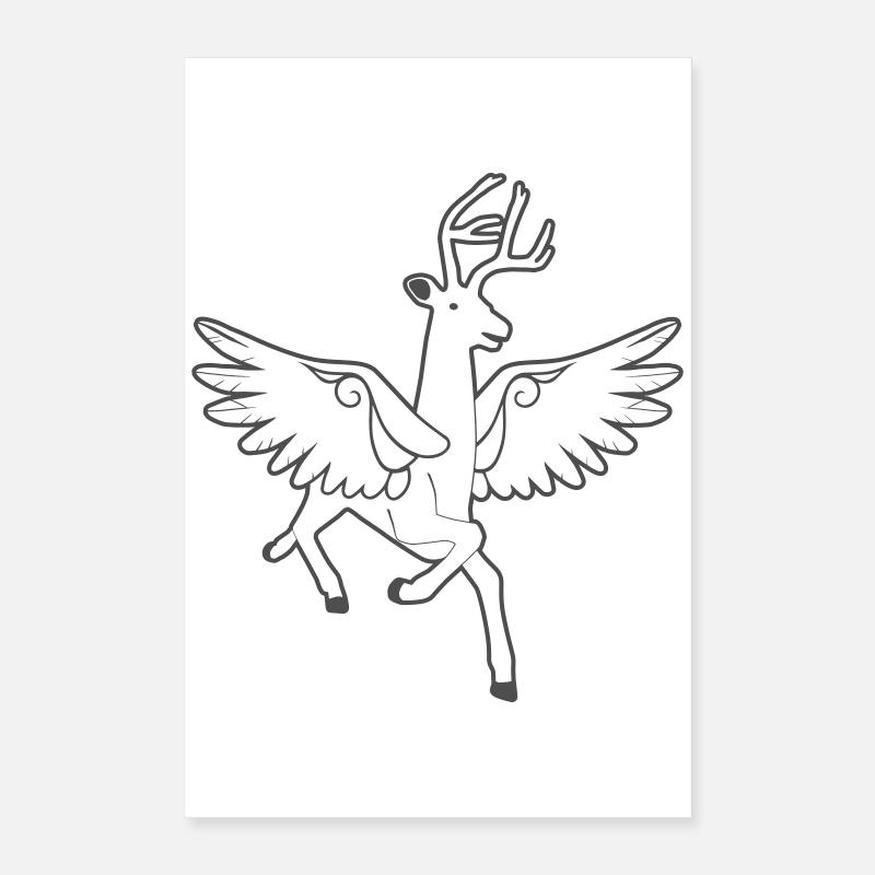 Winged deer – noble heraldic animal forest Poster 16" x 24" (40x60 cm)