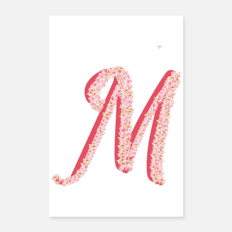 Initial M aus rosa Blüten Poster 40x60 cm