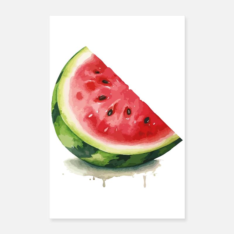 Aquarell-Wassermelone Scheibe Poster 40x60 cm