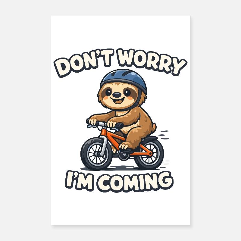 Faultier Fahrrad Geburtstag Geschenk Poster 40x60 cm