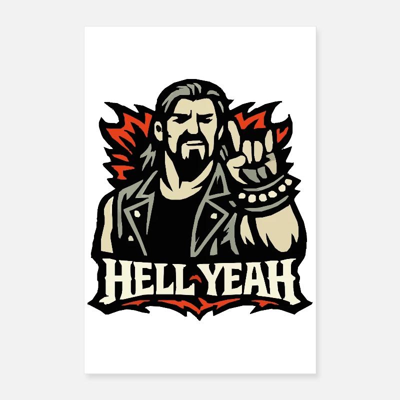 Hell Yeah Metal Zeichen Motiv Poster 40 x 60 cm