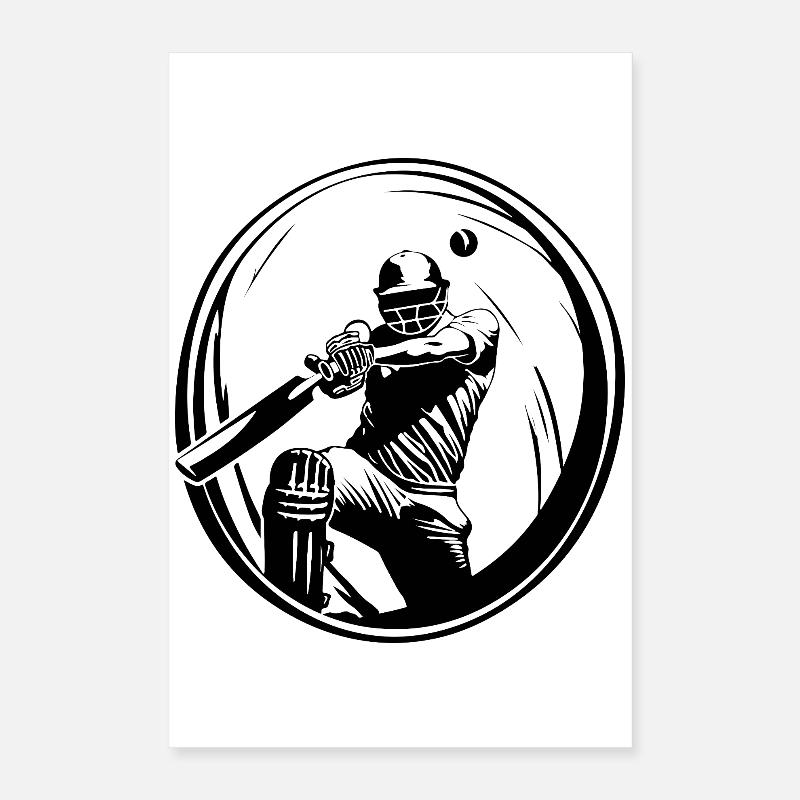 Cricket Mann Silhouette Poster 40x60 cm