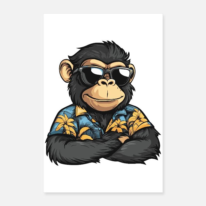 Affe Comic Urlaub Poster 40x60 cm