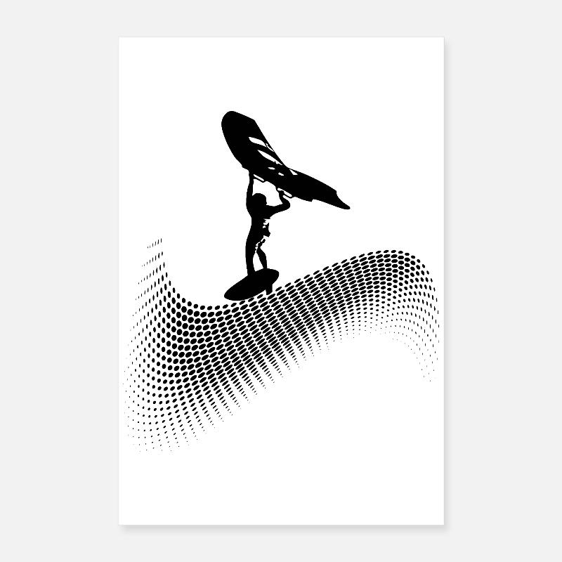 Wingfoiler on wave Poster 16" x 24" (40x60 cm)