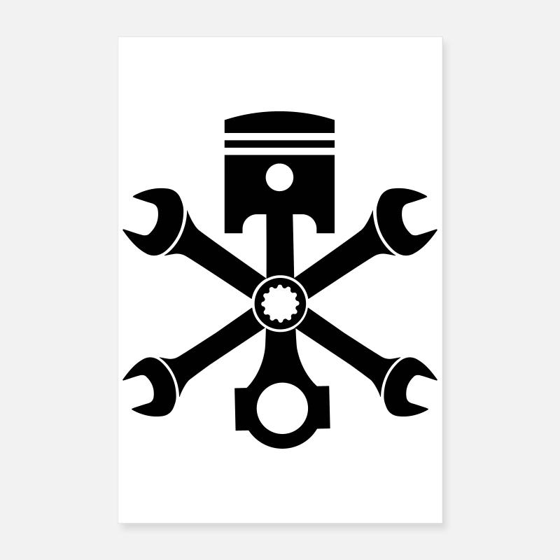 Moteur Pistons à clonage emblème croisé Poster 40 x 60 cm