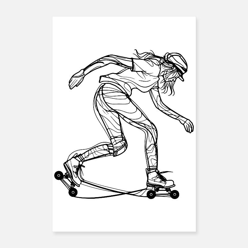 Roller skater Drawing Poster 16" x 24" (40x60 cm)
